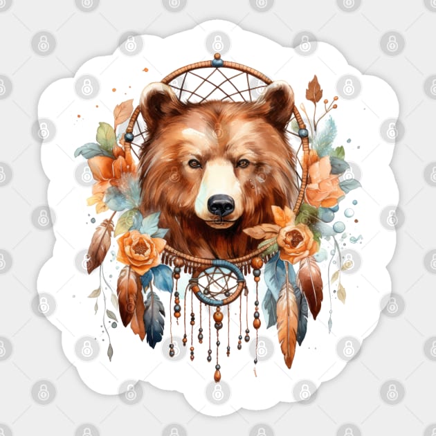 Native American Bear Sticker by Chromatic Fusion Studio